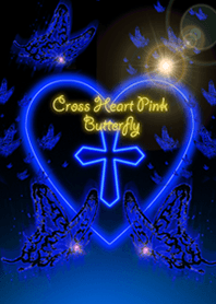 Cross Heart Pink Butterfly Blue