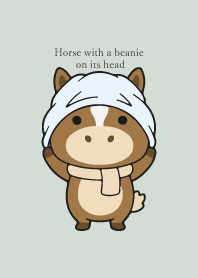 Horse with a beanie on its head 4