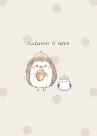 Hedgehog and Shimaenaga -acorns- brown2