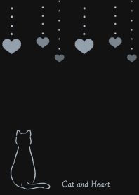 Cat and Heart 2 -black blue-