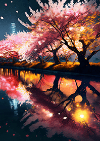 Beautiful night cherry blossoms#2260