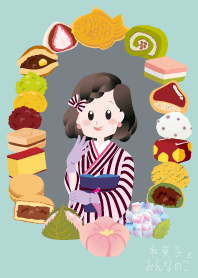 Wagashi and cute girl