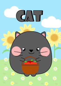 Happy Cute Black Cat DukDik Theme