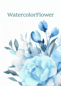 Watercolor Lightblue Flower-hisatoto 98