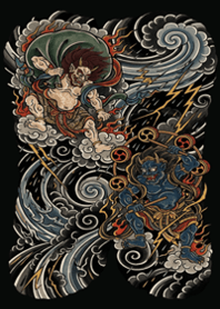 Tattoo Art of Fujin and Raijin