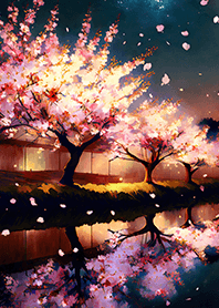 Beautiful night cherry blossoms#736