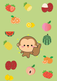 Cute Monkey And Fruit