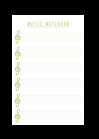 LEAF GREEN COLOR MUSICAL NOTES/BLACK