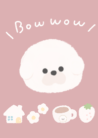 くすみピンクとビションフリーゼ