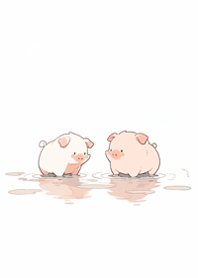 在水面上的小豬豬