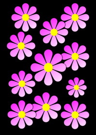 Pink flower [ Black ] Ver.3