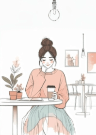 Cute Girl and Coffee V.55
