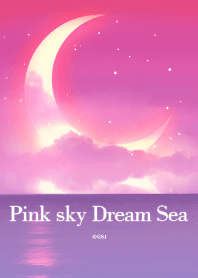 幻想的なピンクの空と海