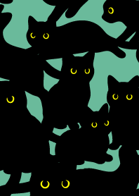 Black Cat Holiday8 on blue green