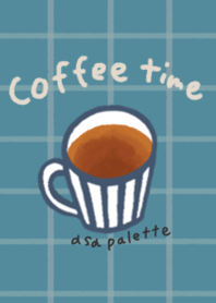 コーヒータイム02｜ブルー&ベージュ