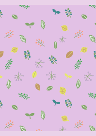 Vibrant leaves on light purple