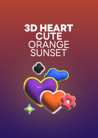 3D INFLATED HEART CUTE [ORANGE SUNSET]