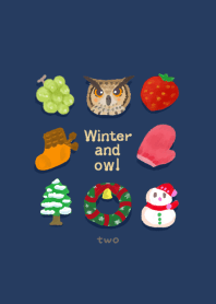 Winter fruit and owl design02