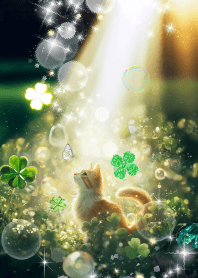 全運気アップクローバーと猫と蝶