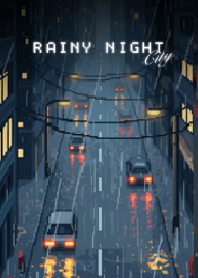 雨の夜の街 - ピクセル