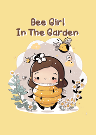 bee girl in the garden brown and yellow
