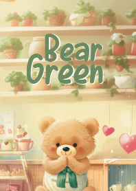 cute bear and green garden