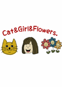 Cat&Girl&Flowers.