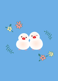 花の白い鳥のカップルファイル