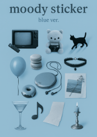 moody sticker - ธีมสีฟ้า