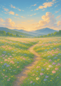 Meadow Path Toward Soft Dawn