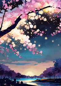 Beautiful night cherry blossoms#982