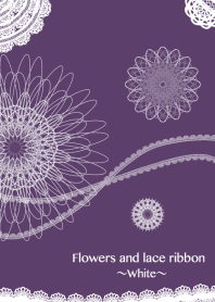 Flowers and lace ribbon - White-