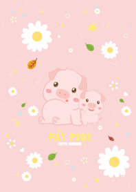 หมูอ้วน ดอกไม้ในฤดูร้อน สีซอฟท์พิ้งค์