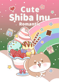 冰淇淋星空 可愛寶貝柴犬 浪漫漸層 紅綠色