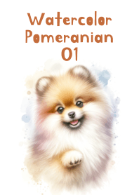 Watercolor Anjing Pomeranian Lucu 01