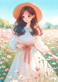 flower field cute girl anime03