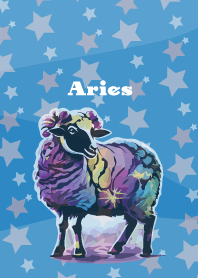 Aries constellation on blue JP