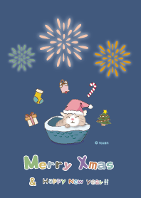 Lazy cat_Christmas and happy new year_bl