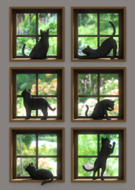 Cat On Window (Beige 01A)