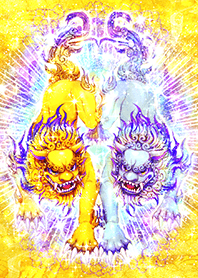 Gold and silver lions to ward off evil