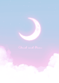 Cloud & Crescent Moon  - Blue & Pink 03