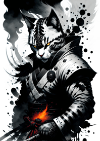 Ink wash cat samurai 3574f4