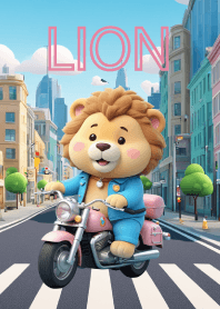 Cute Lion in City Theme