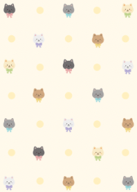 Little Cat and Ribbon Pastel Multicolor