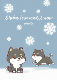 Black Shiba Inu and Snow