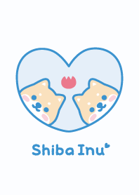Shiba Inu Tulips - Blue