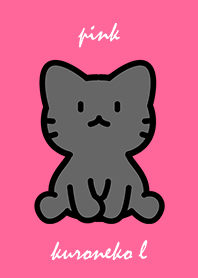 sitting black cat L pink.