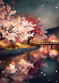 Beautiful night cherry blossoms#1286
