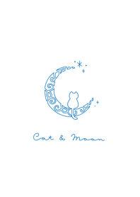 貓與月亮 -blue white