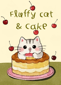 Fluffy cat & cake